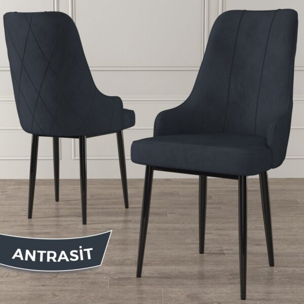 Concept Ram Serisi, MDF 80 x 132 cm Açılabilir Masa Takımı,siyah Mermer Desen Masa 4 Sandalye