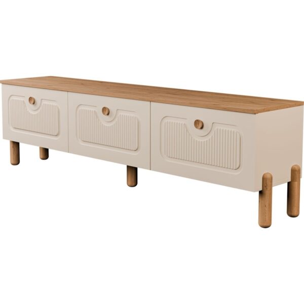 Mezza 4090 Napoli 180 cm (Membran Mdf Kapaklı) Bohem Tv Ünitesi Sepet – Beyaz