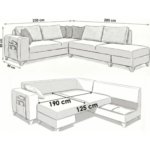 Loft Köşe Koltuk Takımı Gri Sağ Köşe